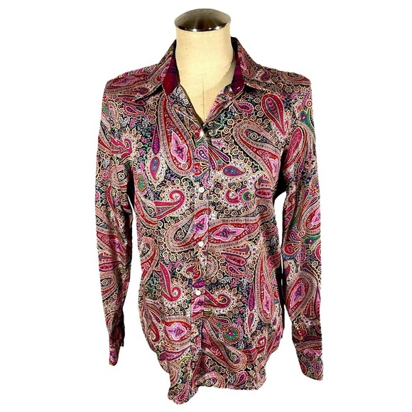 Womens's Chaps Paisley Button-Up Shirt Size Large - Picture 1 of 9